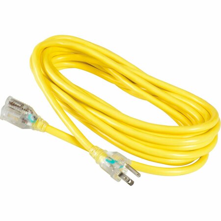 U.S. Wire & Cable 25 Ft. Three Conductor Yellow Temp-Flex Lighted Plug Cord, 14/3 Ga., 300V 15A 73025